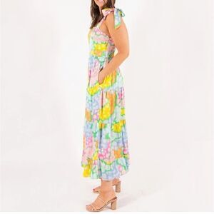EMILY MCCARTHY Bow Midi Dress Spring floral size Medium MSRP $268